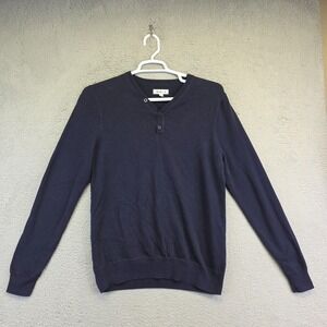 Nordstrom Henley Sweater Mens L Navy Casual Preppy Knit V Neck Casual Classic‎